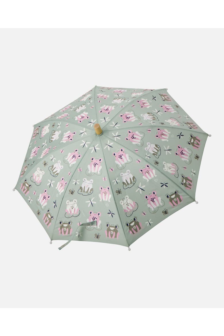 Girl Color-Changing Animal Umbrella, Main, color, Green with Frog Print