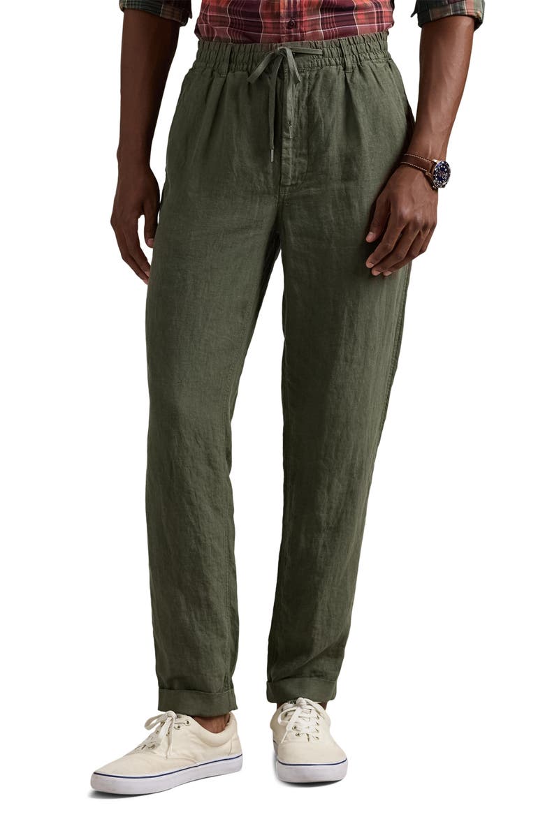 Slim Tapered Linen Pants, Main, color, NEW OLIVE