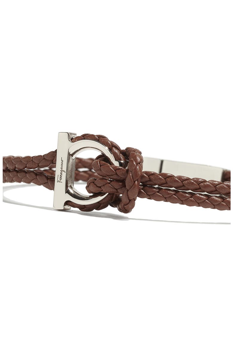 Men's Braided Leather Bracelet, Alternate, color, BROWN