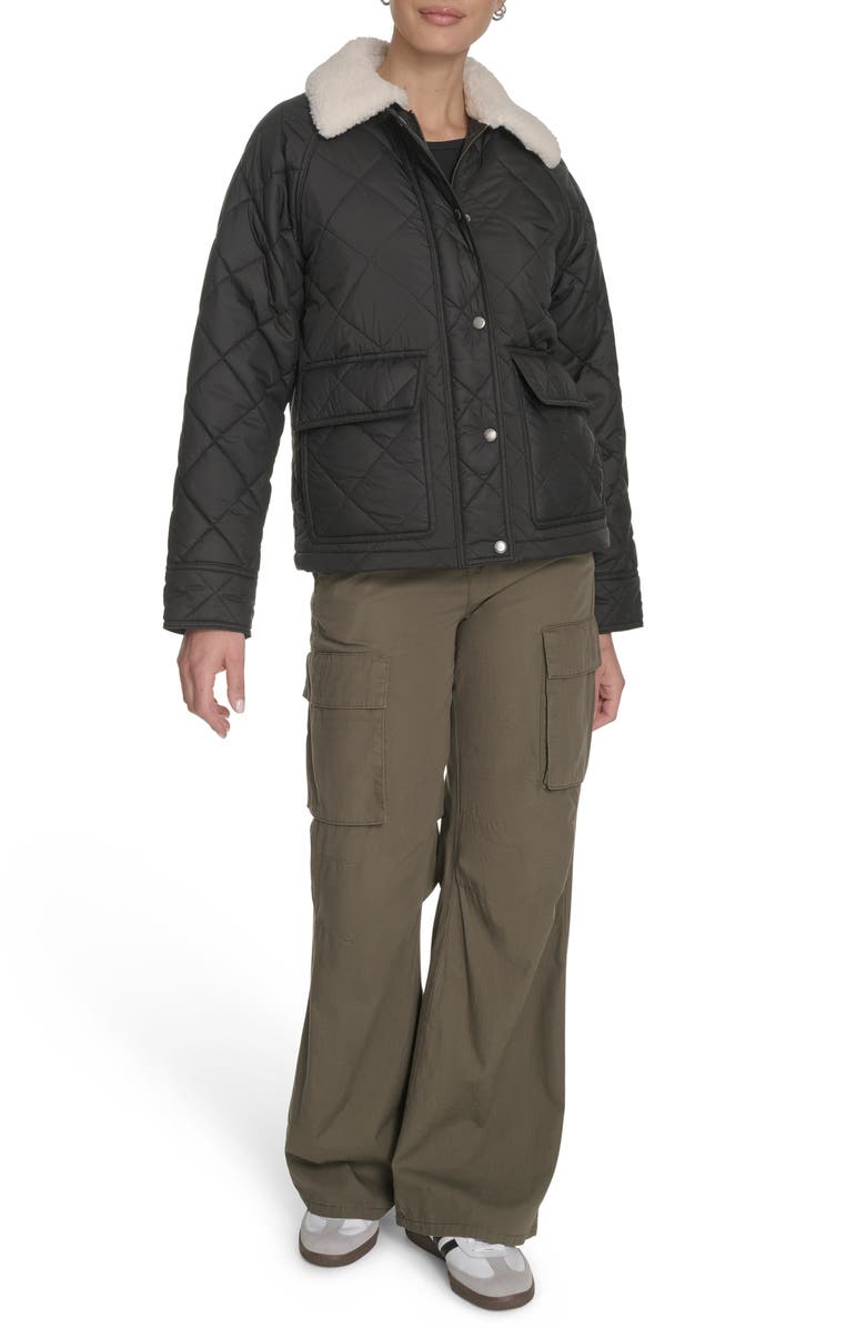 Levi's Faux Shearling Lined Diamond Quilted Barn Jacket, Alternate, color, Black