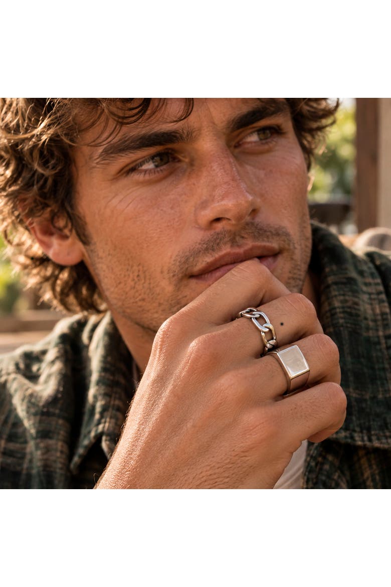 Mens Silver Tone Ring Set Of 2, Alternate, color, Silver