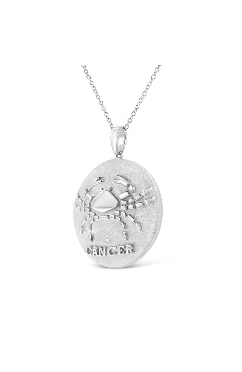 Haus of Brilliance Silver Diamond Accent Cancer Zodiac Design Pendant Necklace Medallion, Alternate, color, White