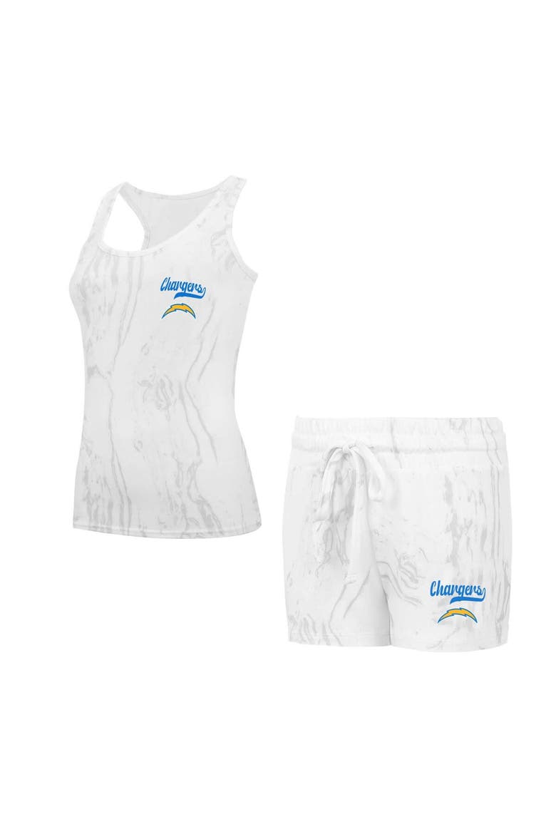 Women's Concepts Sport Los Angeles Chargers Quartz Hacci Knit Tank Top & Shorts Sleep Set, Main, color, Cream