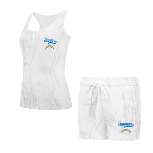 Concepts Sport Los Angeles Chargers Quartz Hacci Knit Tank Top & Shorts Sleep Set In Gray