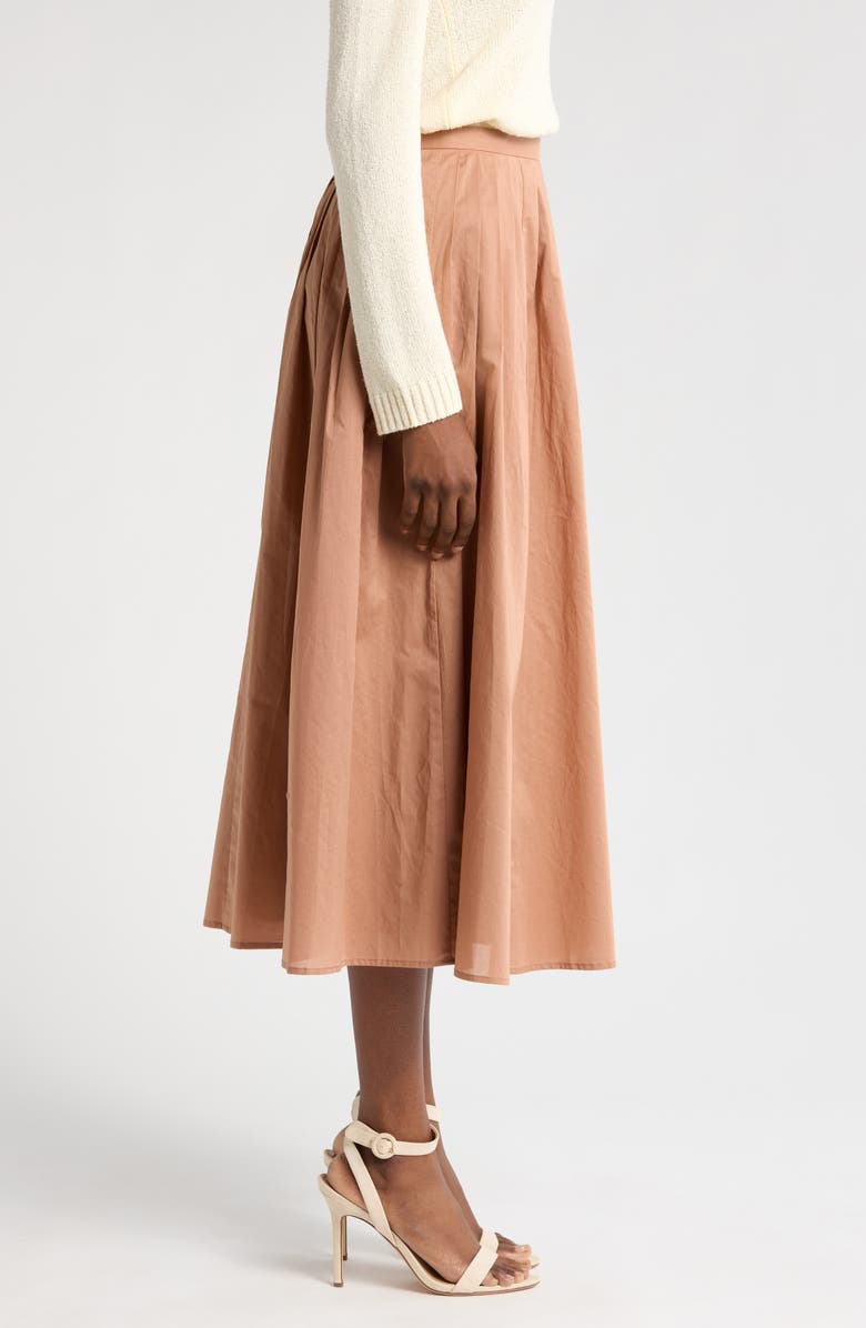 Amelie Pleated Cotton Midi Skirt