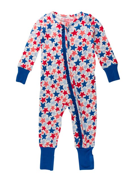 SoftSnooze Baby Girls Ruffle One Piece Convertible Pajamas