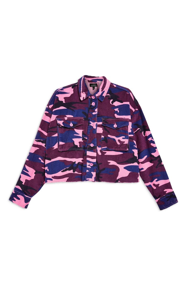Topshop Corduroy Camo Jacket, Alternate, color, 