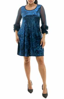 Nina Leonard Crushed Velvet Trapeze Dress