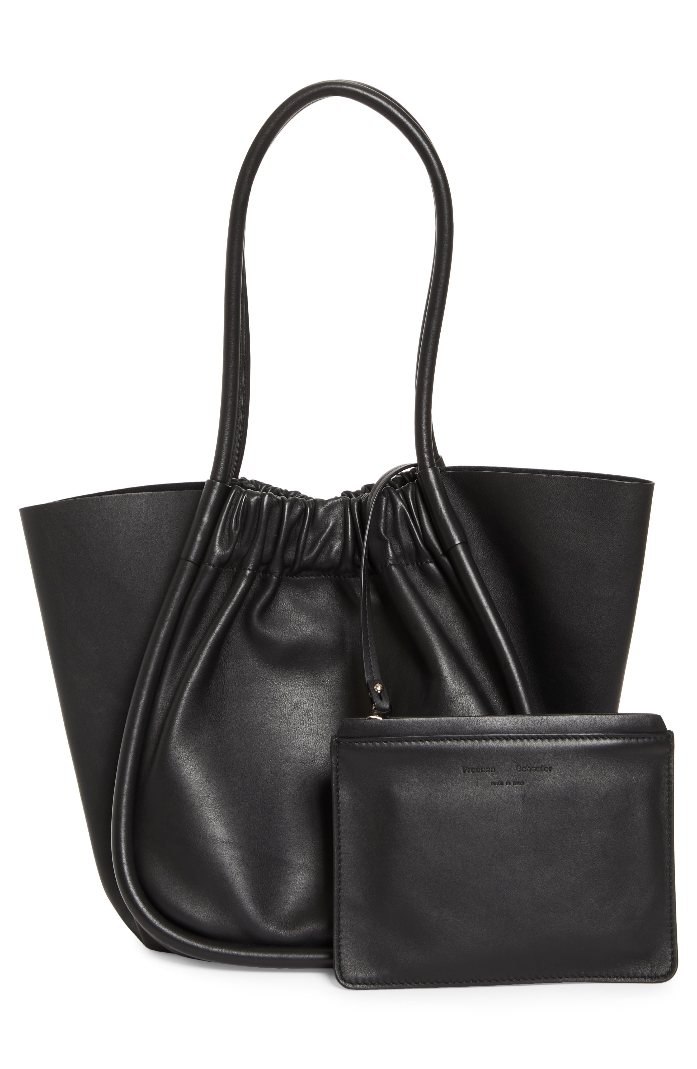 Large Ruched Leather Tote, Alternate, color, PUMPKIN SPICE