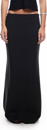 Endless Pinstripe Low Rise Maxi Skirt