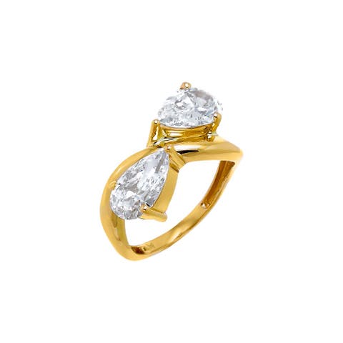 Lab Grown Diamond Double Pear Pinky Ring 14K