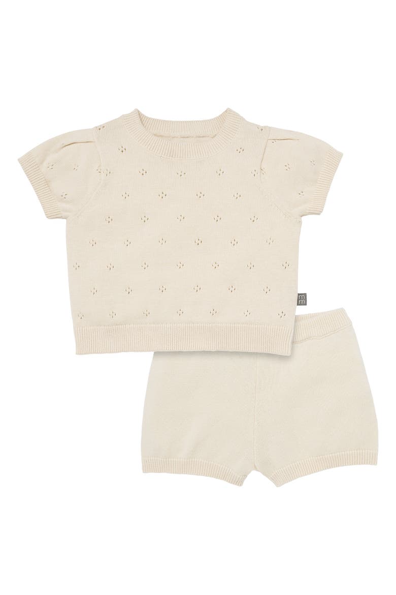 Sweater Knit Top and Shorts Set, Main, color, Beige