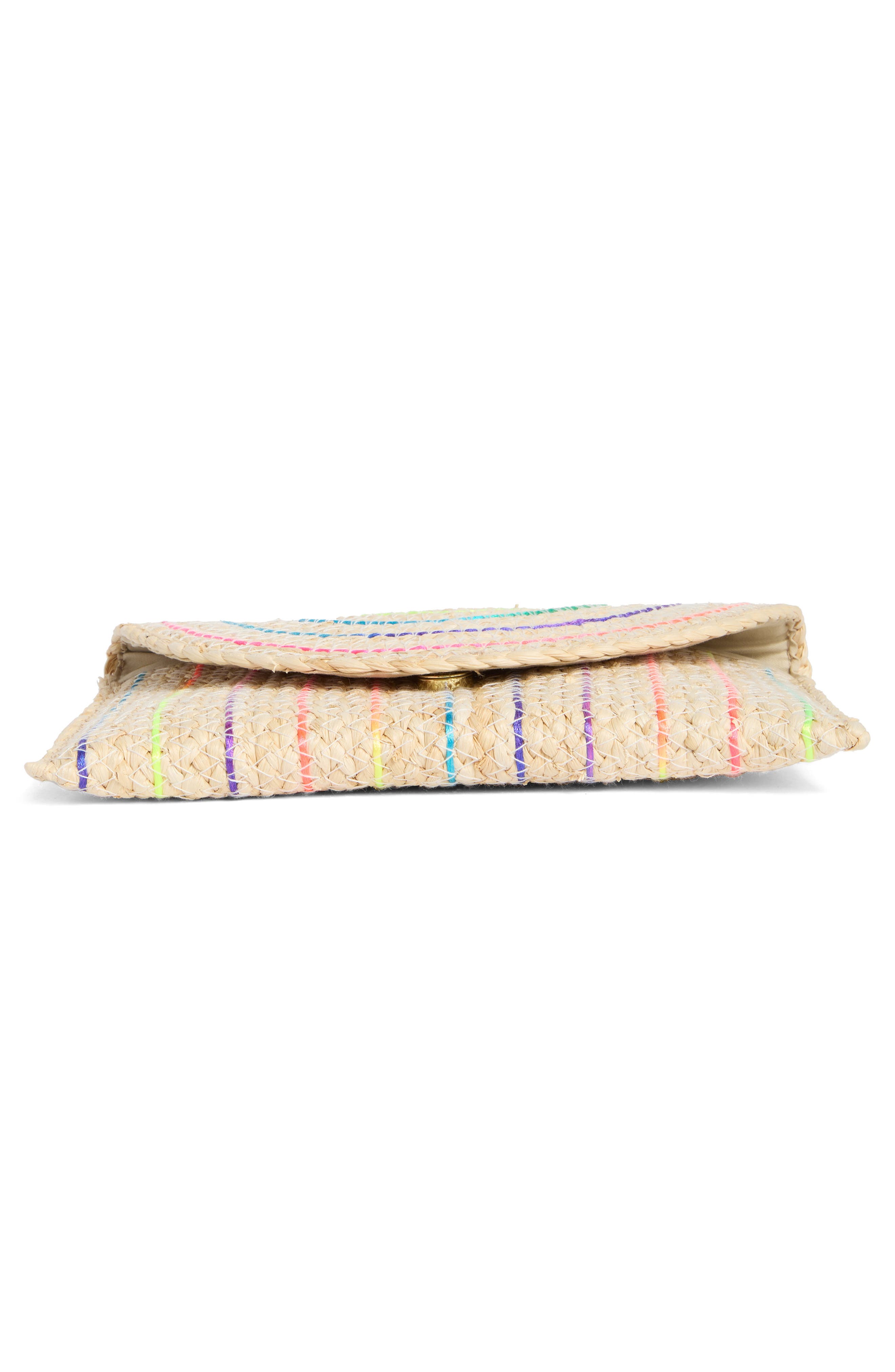 Collection XIIX Rainbow Trim Straw Clutch, Alternate, color, Beige Multi