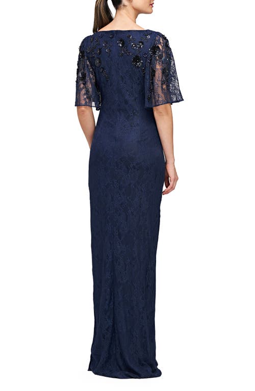 Js Collections Kalani Embellished Lace Gown In Navy