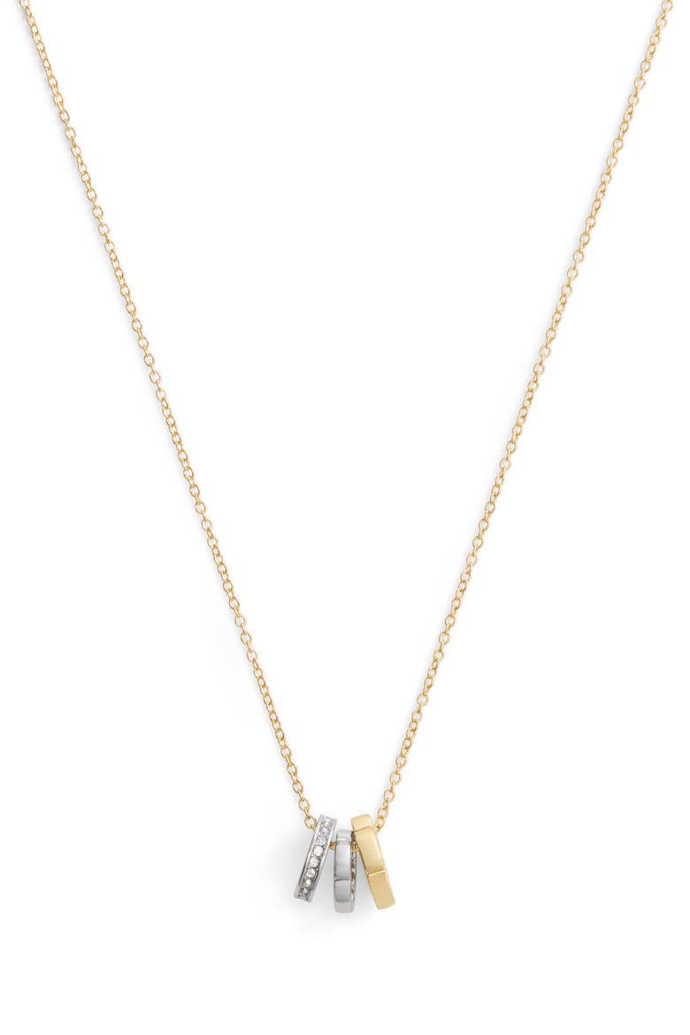 Tea Rose Rondelle Short Necklace, Alternate, color, RHODIUM/ GOLD