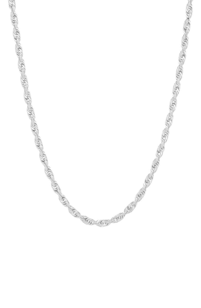 Frankie & Zoe 10K White Gold Rope Chain Necklace, Main, color, White Gold