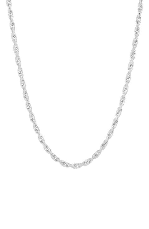 10K White Gold Rope Chain Necklace