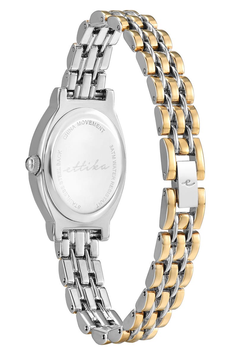 Ettika Classic Oval Dial Two-Tone Bracelet Watch, Alternate, color, Black And Mixed Metal