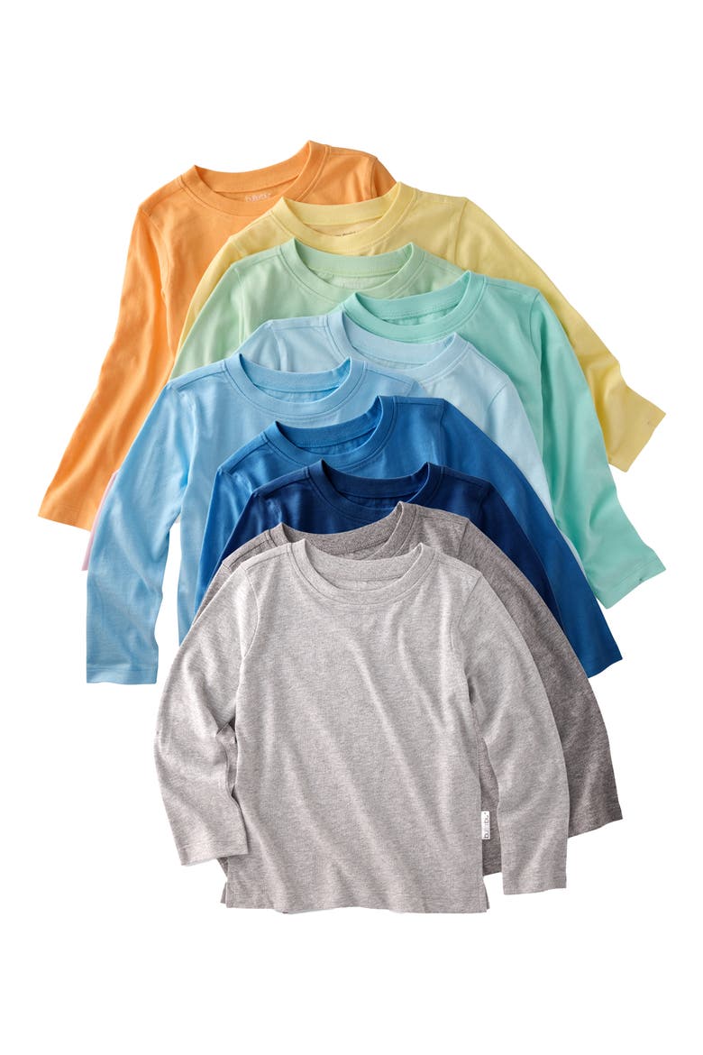 Kids' London 5-Pack Assorted Organic Cotton T-Shirts, Main, color, SUNNY BLUE RAINBOW