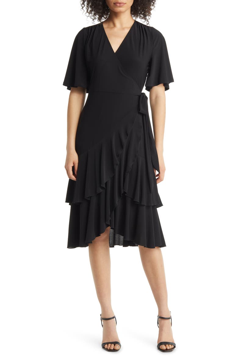 Miranda Midi Wrap Dress, Main, color, BLACK NOIR