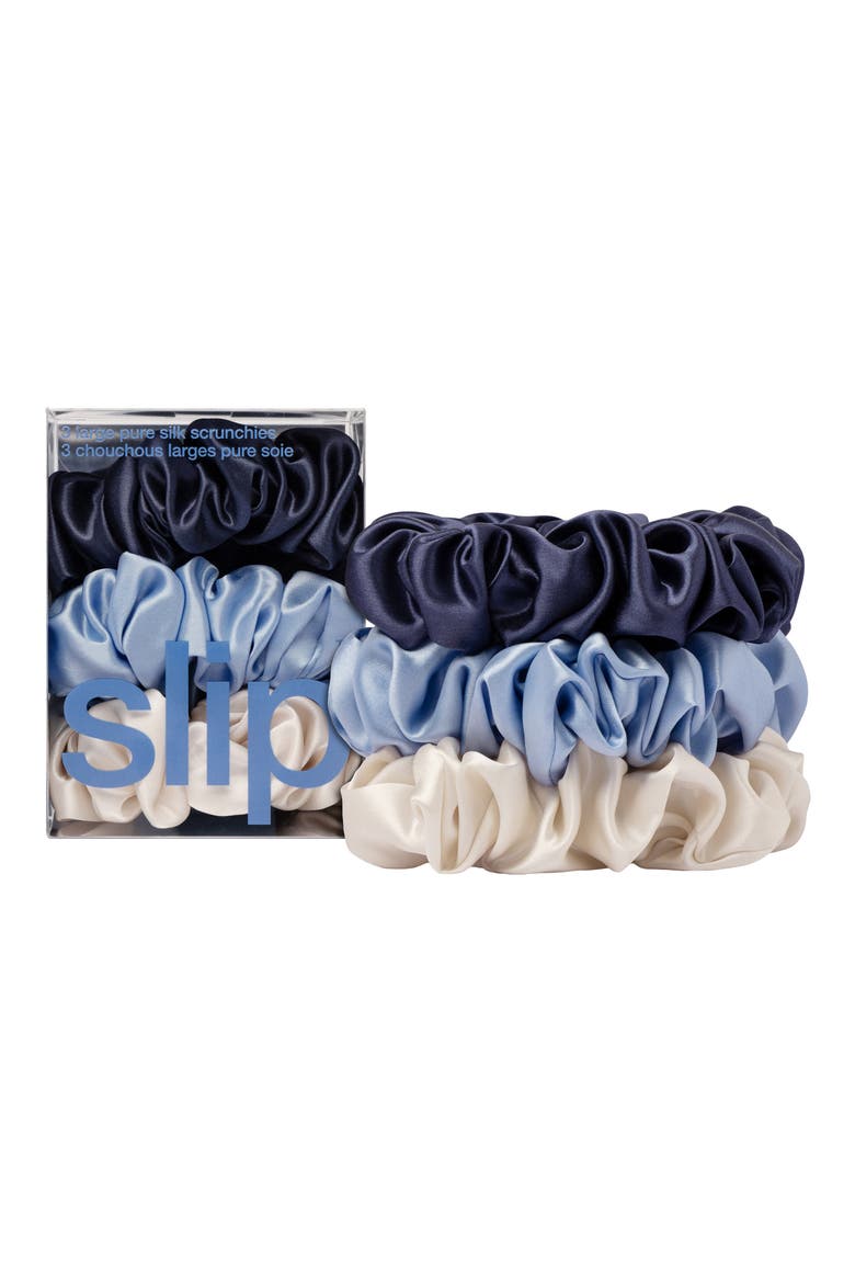 Skye 3-Pack Pure Silk Large Scrunchies, Main, color, SKYE