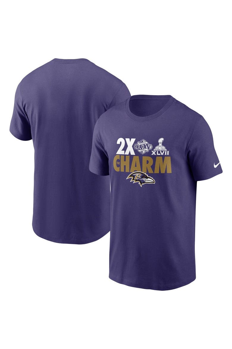 Men's Nike Purple Baltimore Ravens Hometown Collection 2x Super Bowl Champions T-Shirt, Main, color, Purple