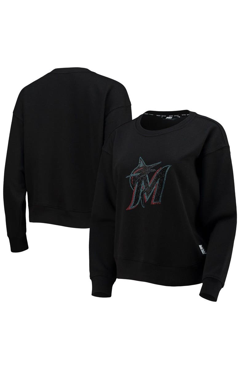 DKNY SPORT Women's DKNY Sport Black Miami Marlins Carrie Pullover Sweatshirt, Main, color, Black
