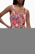 Desigual Floral Print Denim Crop Vest