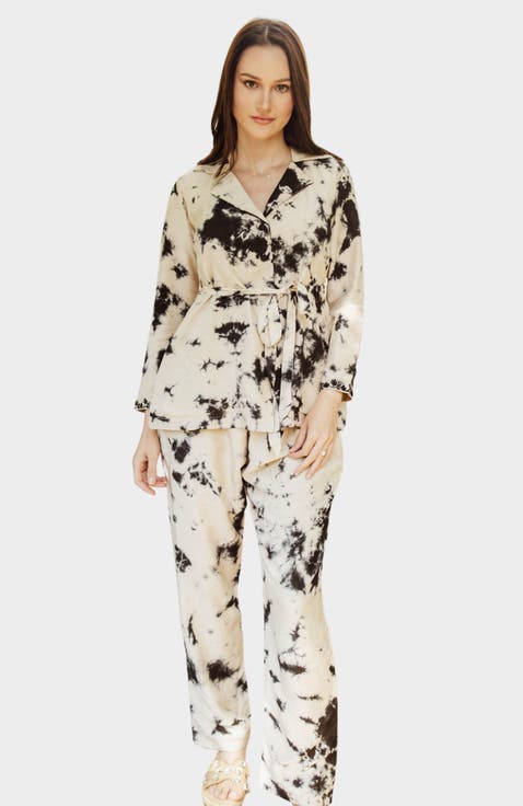 Piebald Button Up Top & Pant Set