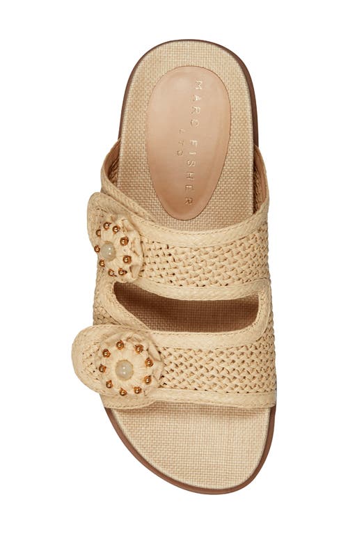 Marc Fisher Ltd Beaded Woven Dual-strap Slide Sandals In Beige