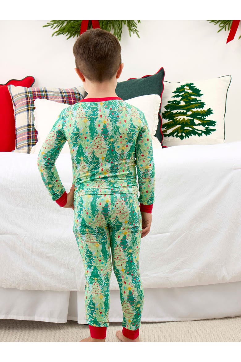 Gender Incusive Holiday Long Sleeve Pajama Set, Alternate, color, Green Jolly Grove