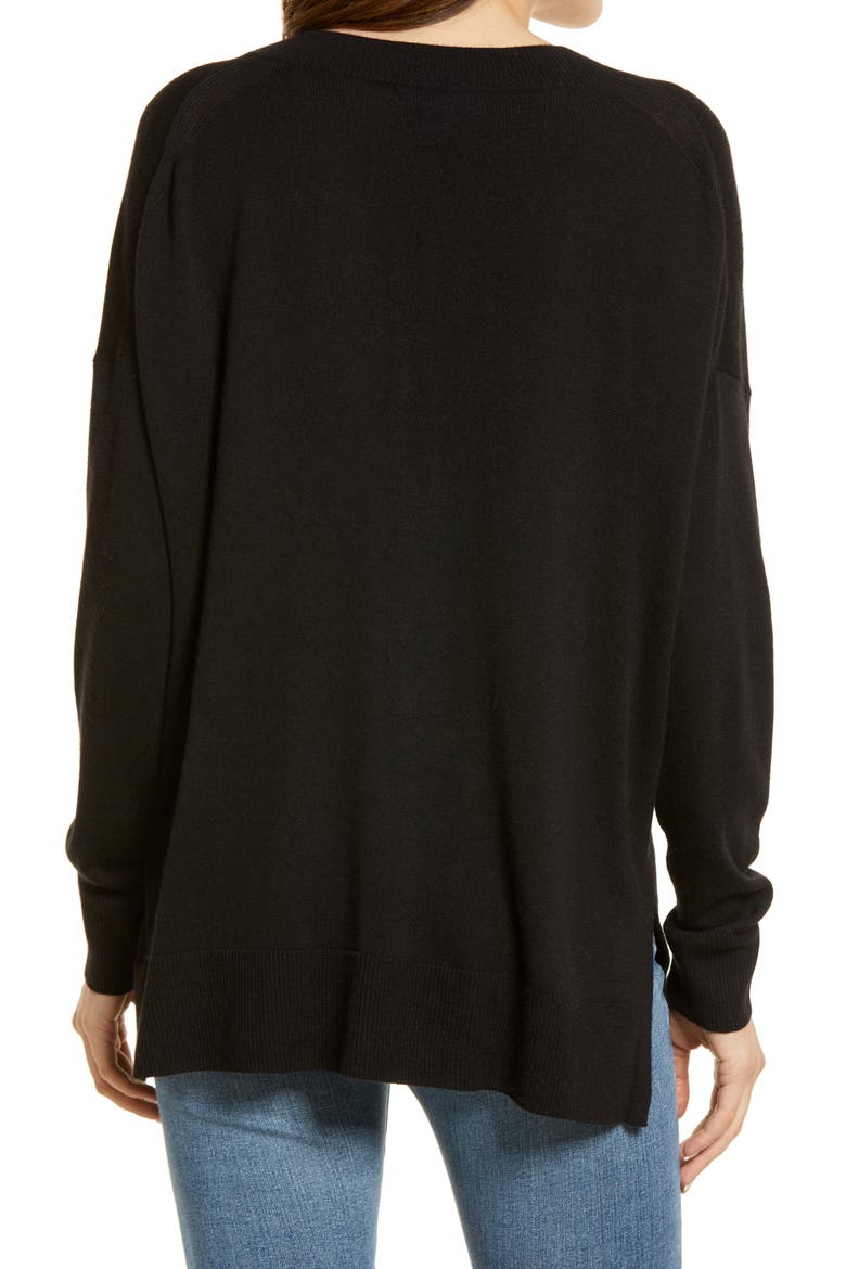 Women's V-Neck Sweater, Alternate, color, BLACK