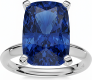 Bliss Diamond Certified 3.86Ct Blue Sapphire Elongated Cushion Engagement Ring Gold Lab Grown