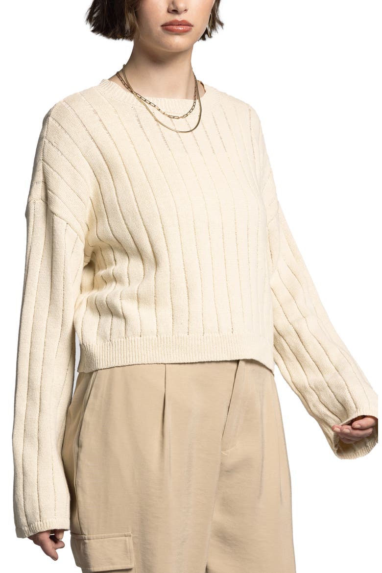 Francesca Linen & Cotton Sweater, Main, color, BONE