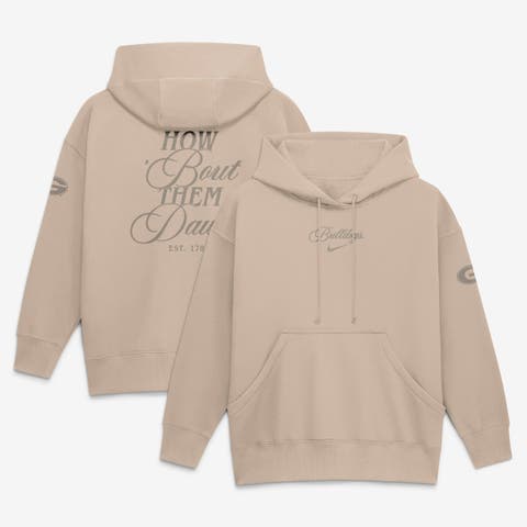 Women's Nike Tan Georgia Bulldogs Neutral Stance Phoenix Fleece Oversized Hoodie