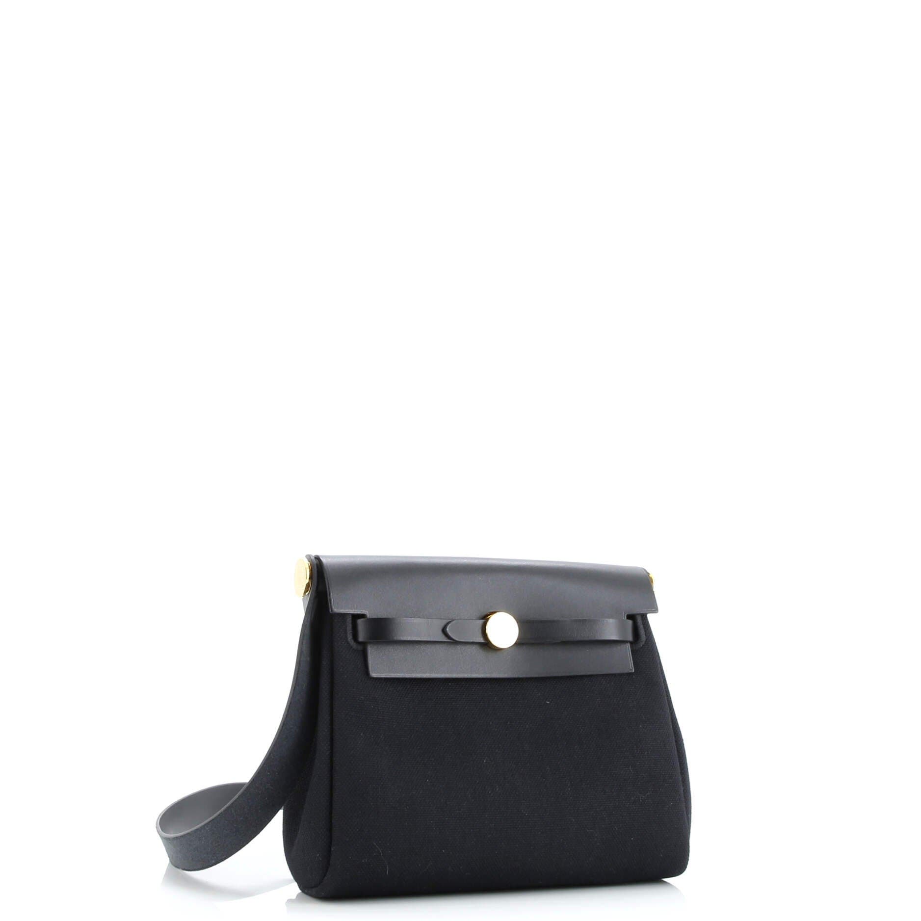 Pre-Owned Hermes Herbag Zip Toile and Leather 20, Alternate, color, Noir