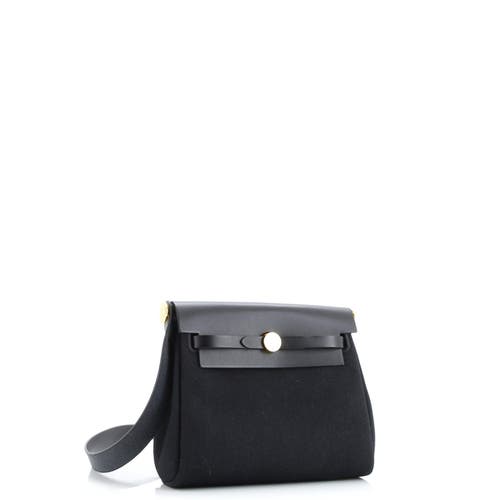Pre-owned Hermes Hermes Herbag Zip Toile And Leather 20 In Black