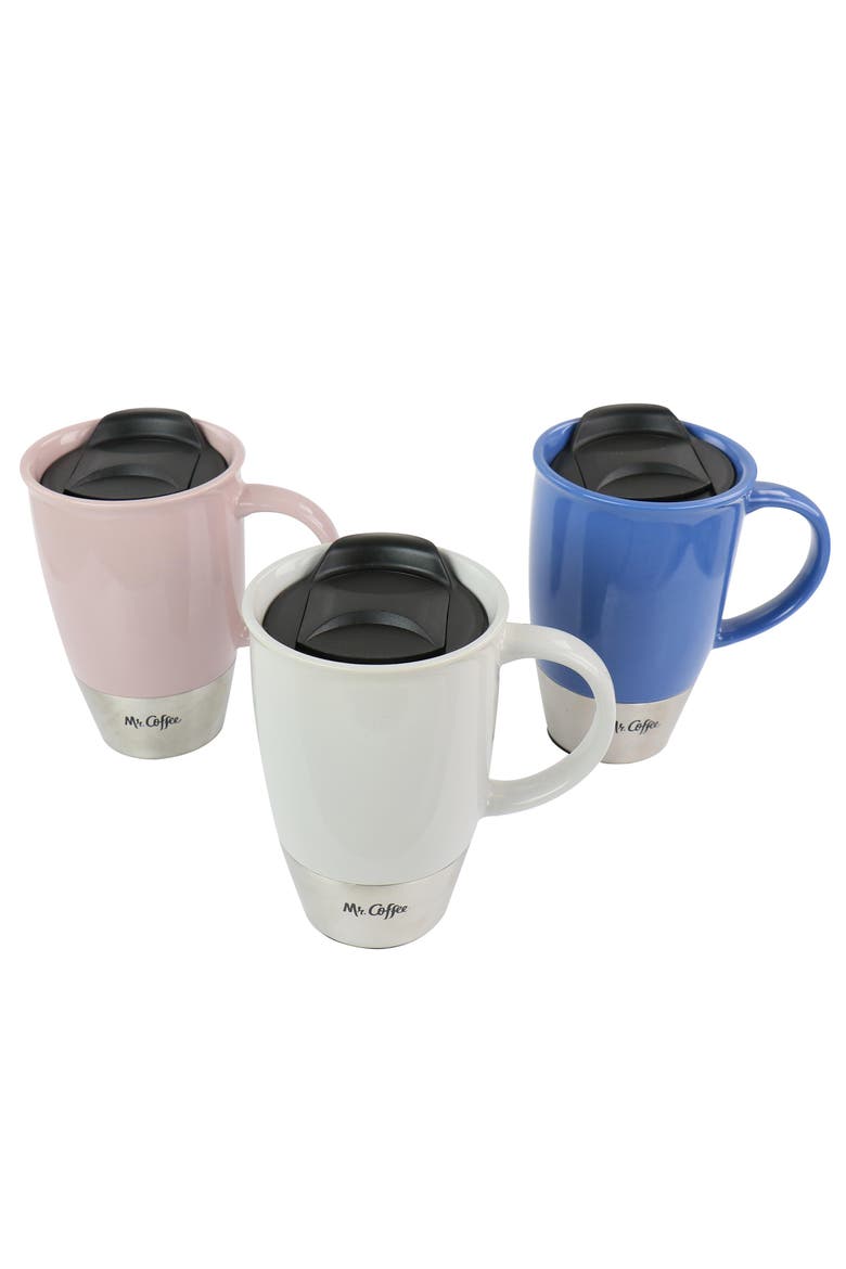 Coffee14 oz Stoneware Assorted Travel Mug Set of 3, Main, color, Blue