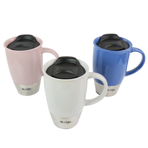 Mr Coffee Mr. Coffee Coffee14 oz Stoneware Assorted Travel Mug Set Of 3 In Blue