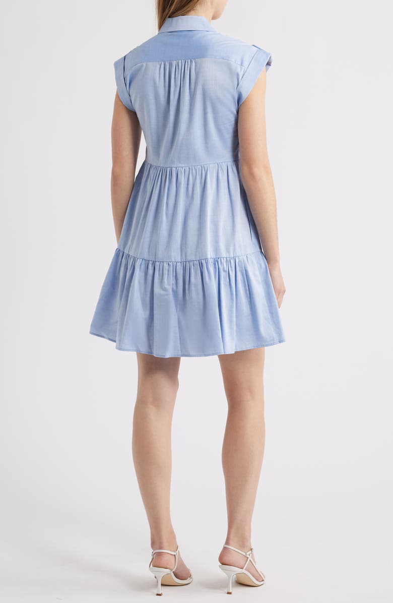 Eliza J Tiered Cotton Shirtdress, Alternate, color, Chambray B