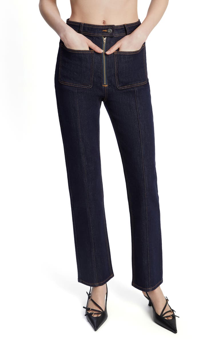 Bardot Cobain Straight Leg Jeans, Main, color, Dark