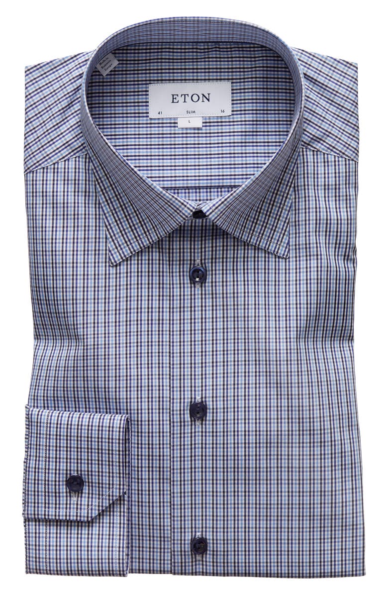 Eton Slim Fit Check Dress Shirt, Main, color,