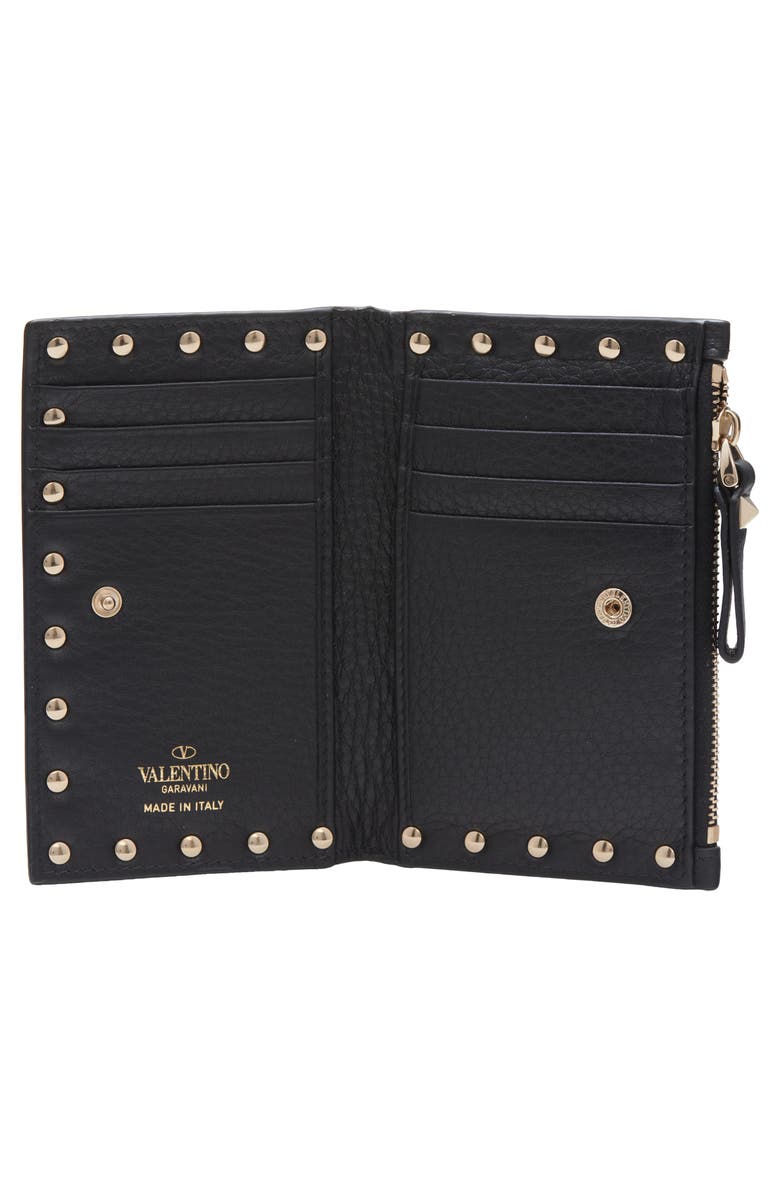 Valentino Garavani Rockstud Leather Bifold Wallet, Alternate, color, 