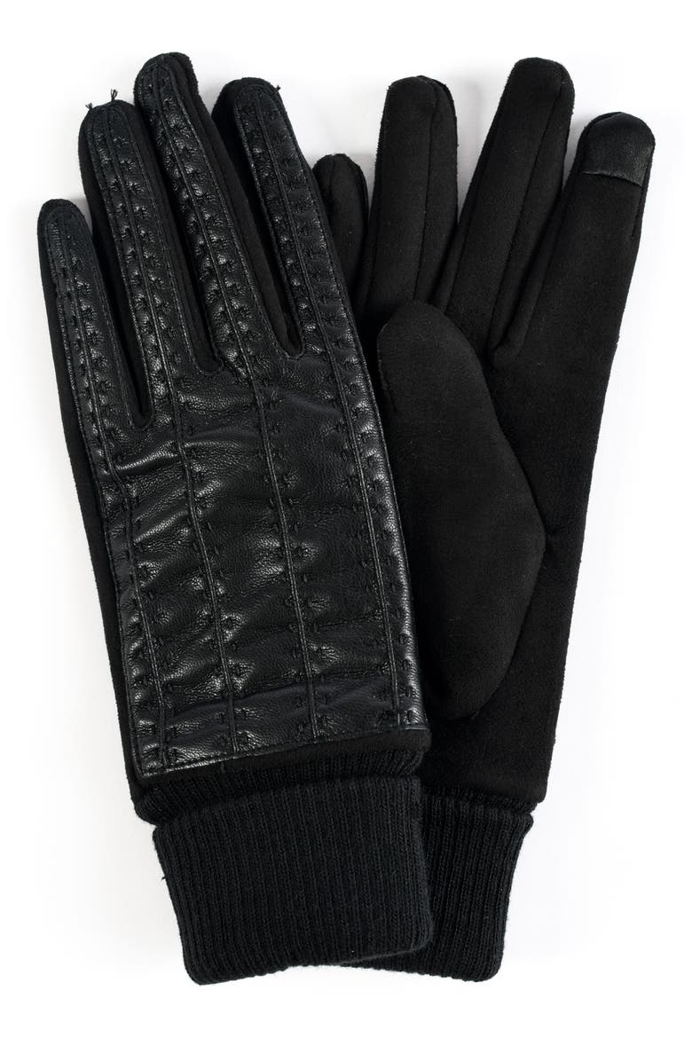 Faux Leather Gloves, Main, color, BLACK