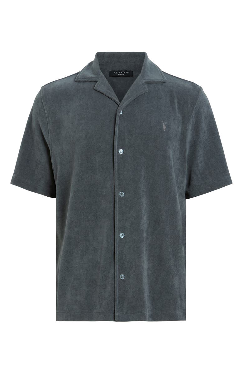 AllSaints Felix Short Sleeve Toweling Camp Shirt, Alternate, color, Pitched Blue