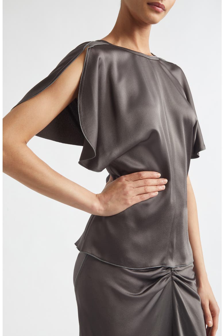 Draped Crepe Back Satin Top, Alternate, color, ORE