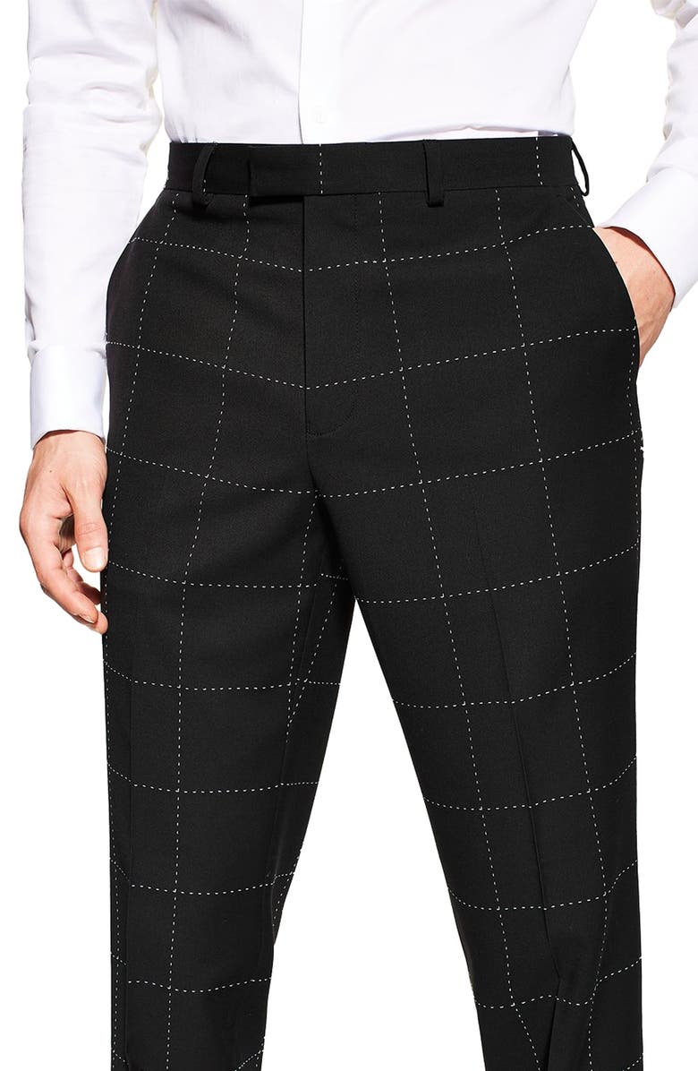 Topman Slim Fit Topstitched Suit Trousers, Alternate, color, 