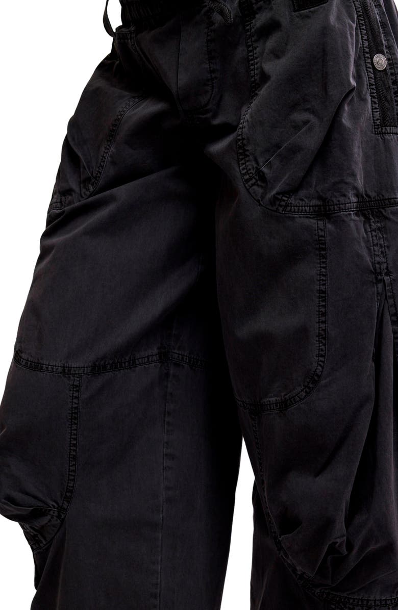 Free People Onset Cotton Twill Parachute Pants, Alternate, color, Black Sand