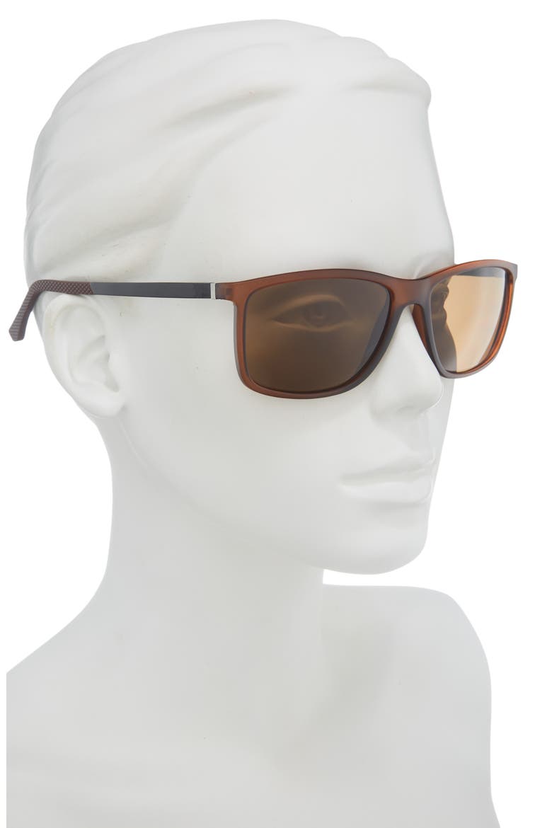 Rectangular Sunglasses, Alternate, color, MATTE BROWN