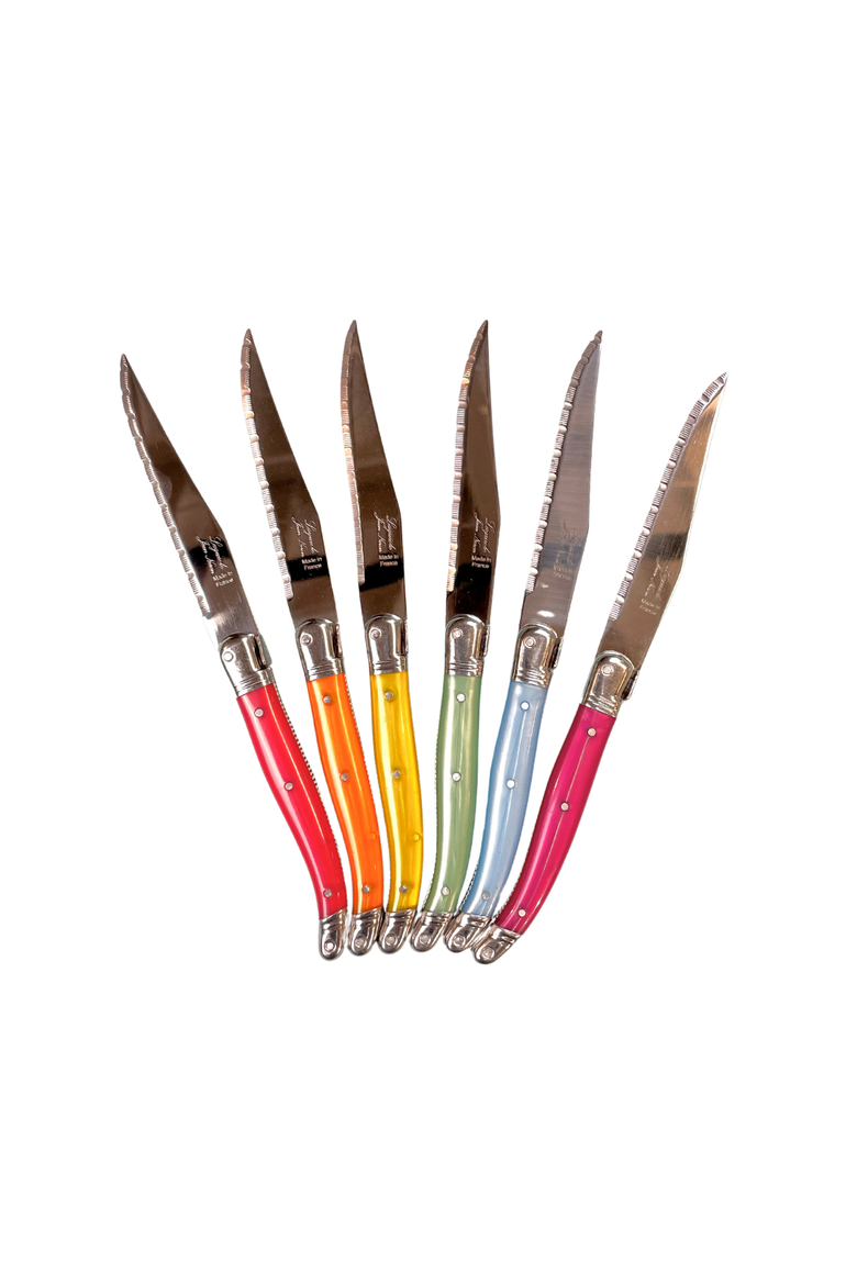 6 Piece Steak Knife Set in Wood Presentation Box, Main, color, Multi